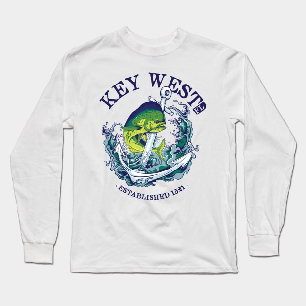 Key West Florida Mahi Mahi Fishing gifts Long Sleeve T-Shirt by Dailygrind